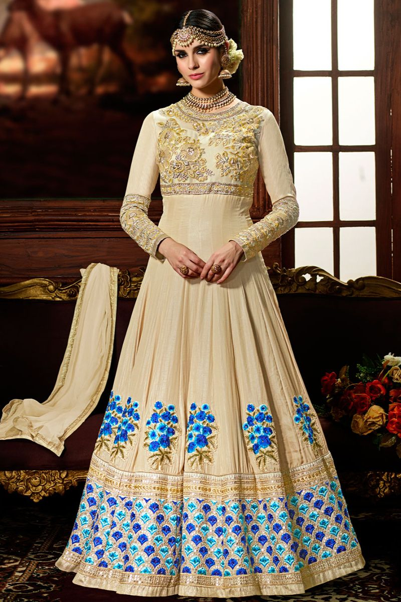 Light Brown Soft Net Embroidered Anarkali Suit: Top Pick – Ethnos