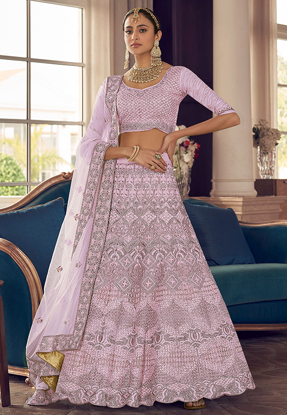 Hypnotizing Wine dori and thread embroidered with zarkan crepe designer  Lehenga choli - MEGHALYA - 3807022