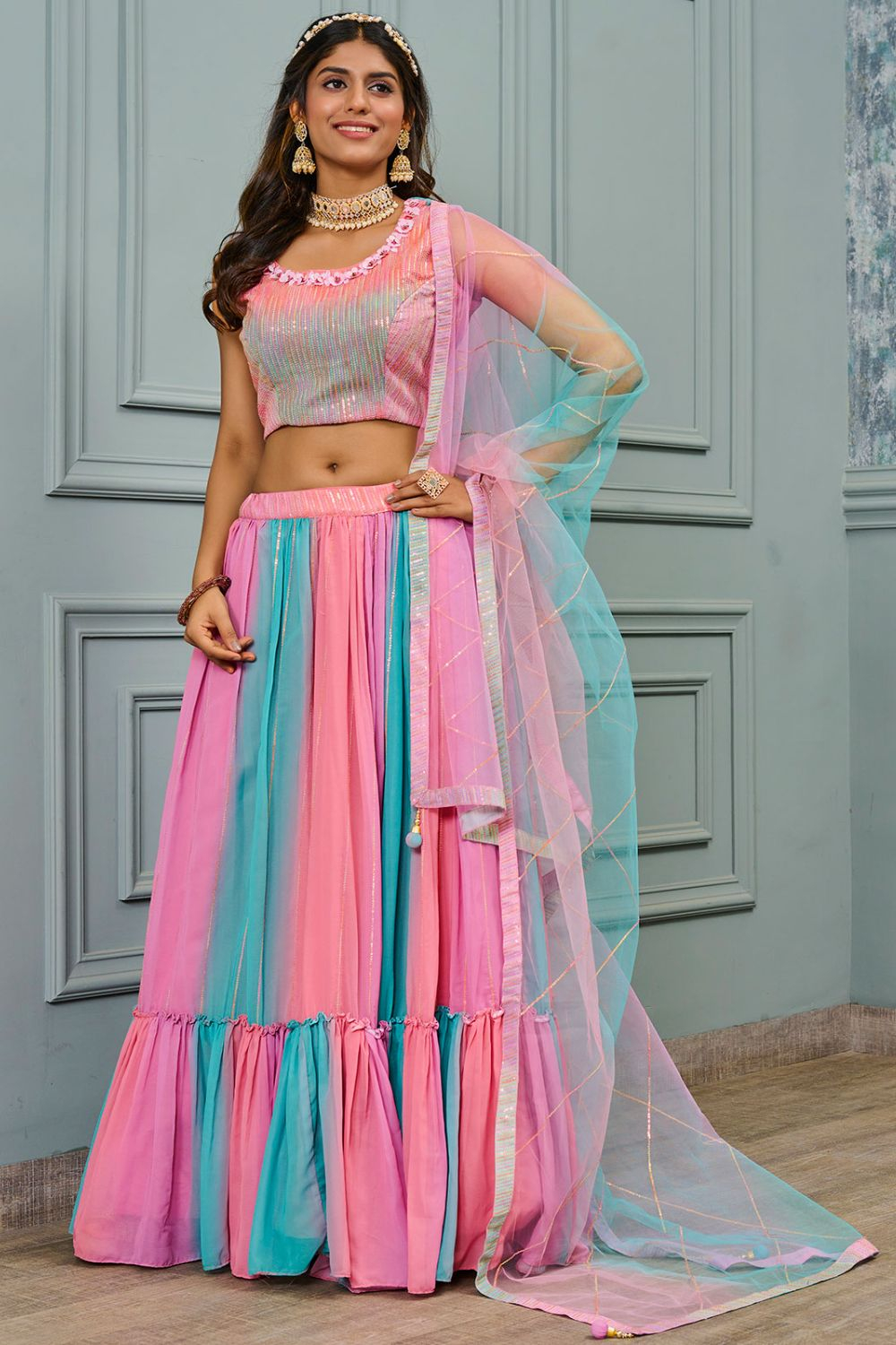 Multi Color Silk Designer Wedding Lehenga Choli | Lehenga choli, Bridal lehenga  choli, Womens trendy dresses