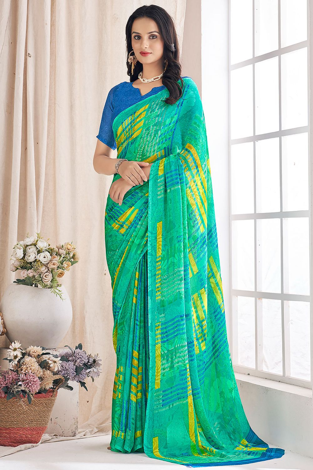 Sea Green Saree - Buy Sea Green Saree online in India