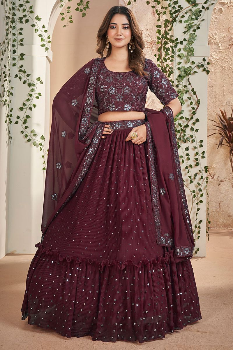 Raspberry Pink Velvet Heavy Designer Lehenga Choli Set