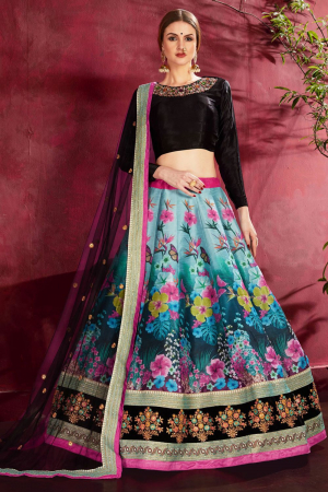 Bollywood Inspired Multicolor Silk Lehenga Choli