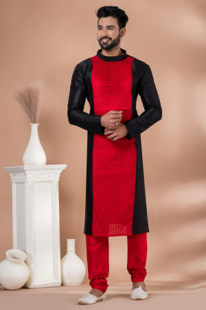 Black and Red Festival Wear Plus Size Kurta Set