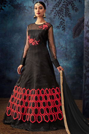 Black Heavy Embroidered Designer Anarkali Suit for Wedding