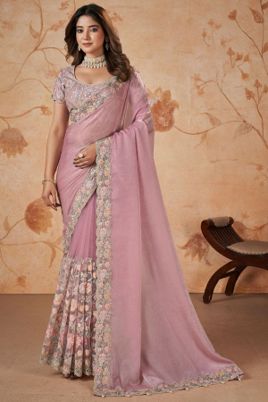 Blush Pink Designer Saree for Wedding