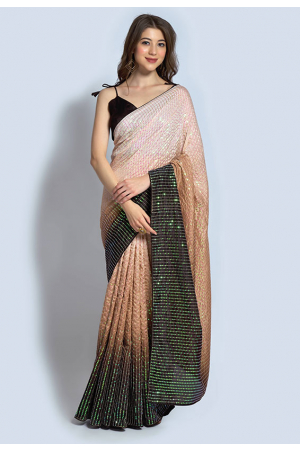 Coffe Brown and Beige Party Wear Saree