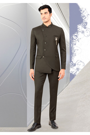 Dusty Black Terry Rayon Men Jodhpuri Suit