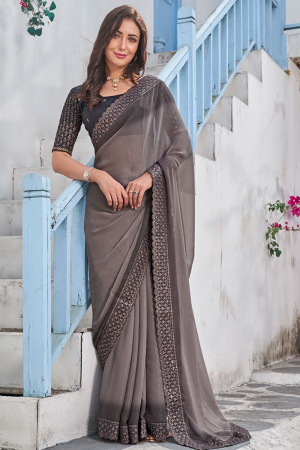 Onion Pink Golden & Silver Zari Woven Pure Khaddi Georgette Saree - Albis  Online