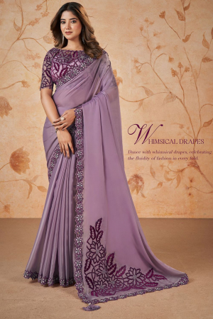 Dusty Purple Designer Saree for Wedding
