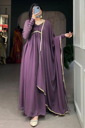 Dusty Purple Georgette Gown with Dupatta