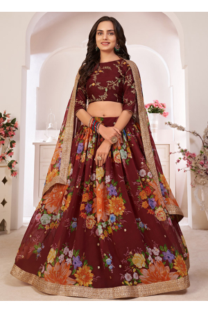 Sky Blue Tissue Appliquéd And Embellished Lehenga With Blouse And Dupa –  Studio East6