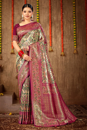 Golden Banarasi Silk Zari Woven Saree  