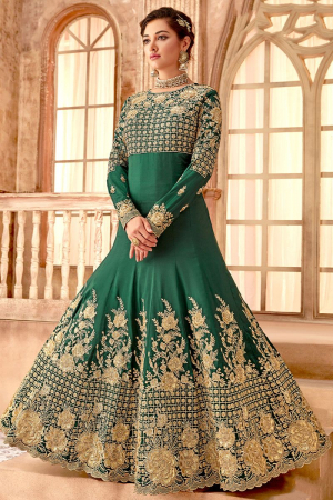 Green Heavy Embroidered Designer Anarkali Suit for Wedding
