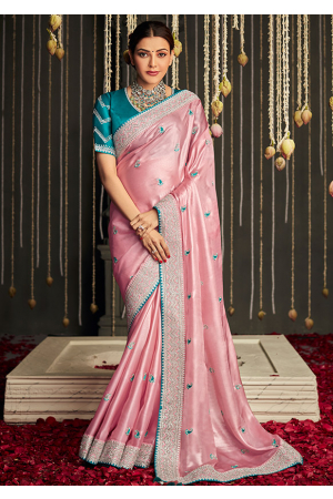 Kajal Aggarwal Rose Pink Designer Saree