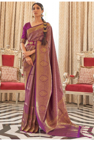 Magenta Weaving Handloom Silk Saree