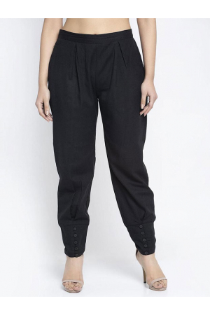 Navy Blue Solid Rayon Pant