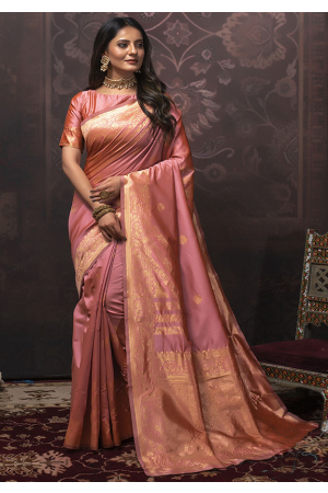 Old Rose Pink Banarasi Silk Saree