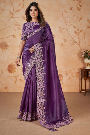 Purple Designer Saree for Wedding