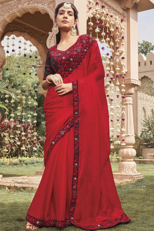 Red Shimmer Designer Classic Designer Saree