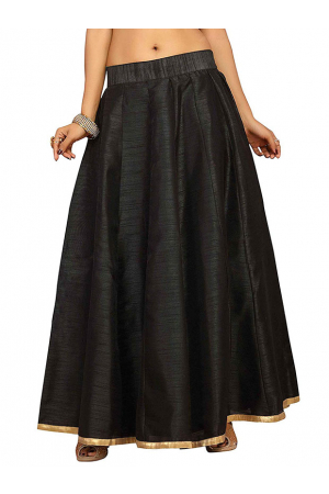 Black Dupion Silk Skirt