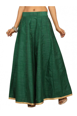 Bottle Green Dupion Silk Skirt