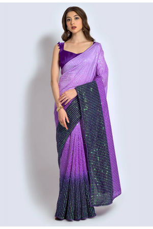 Violet and Purple Party Wear Saree