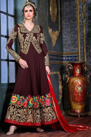 Wine Heavy Embroidered Designer Anarkali Suit for Wedding