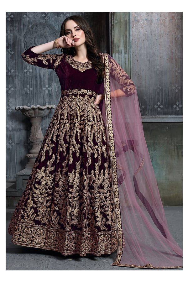 Velvet anarkali clearance suits