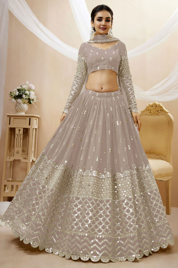 Amazon.com: ETHNIC EMPORIUM Grey Indian Bridal Silk zarkan Lehenga Choli  Dupatta Wedding Dress 8472 (s) : ביגוד, נעליים ותכשיטים