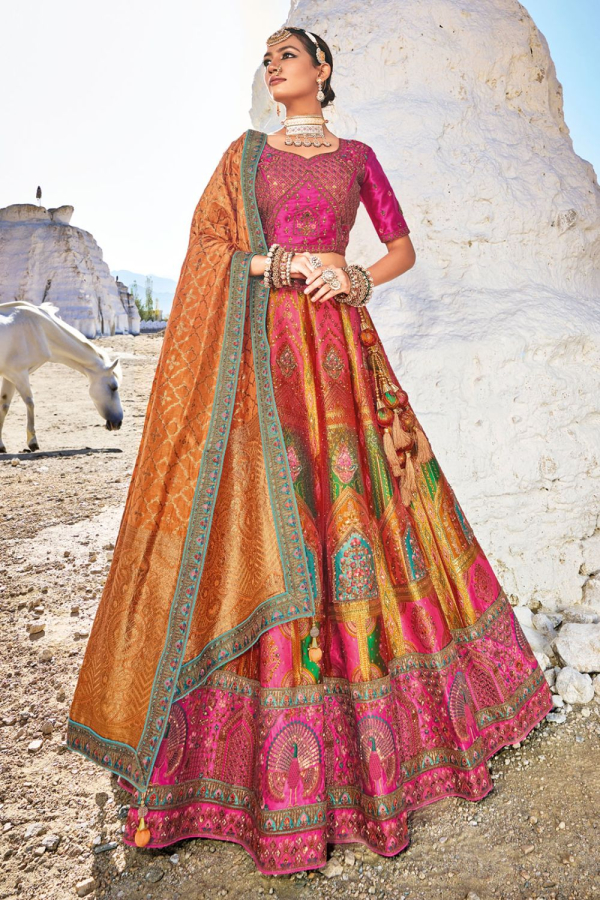 Net Gown Lehenga Dupatta Golden Bridal Dress Pakistani Online – Nameera by  Farooq