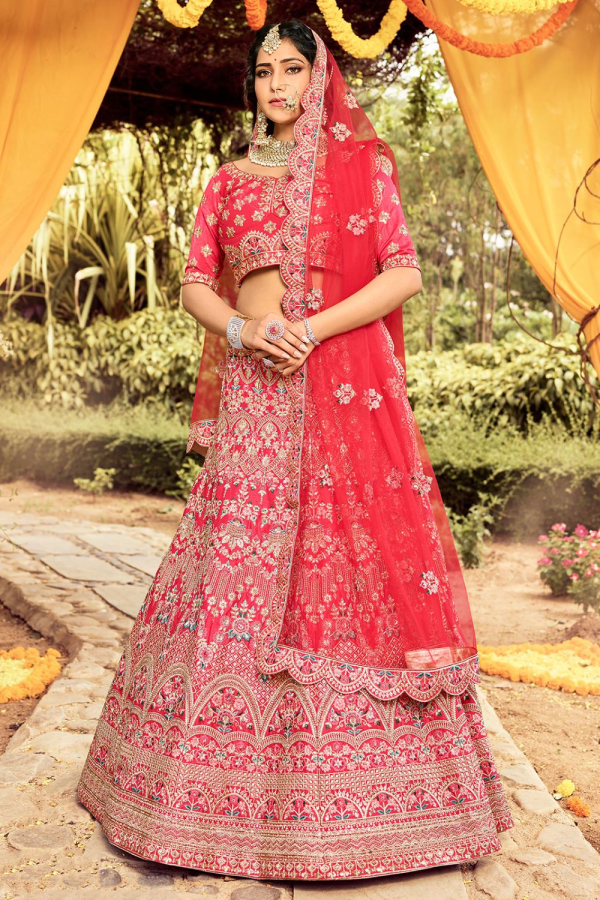 Gajari Color Party Wear Designer Lehenga Choli With Dupatta :: ANOKHI  FASHION