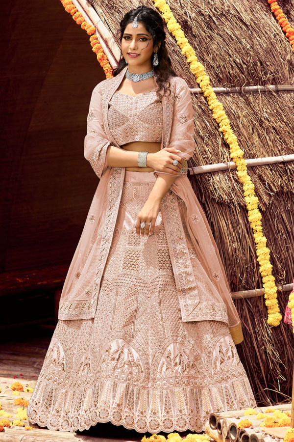 Peach Scarlet Bridal Lehenga