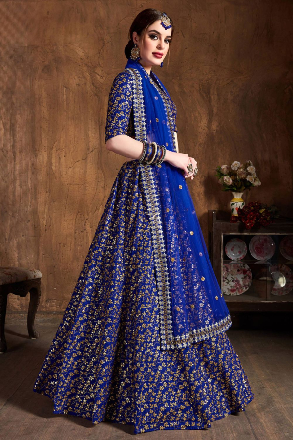 Purchase Blue Lehenga For Bride Online At Best Price