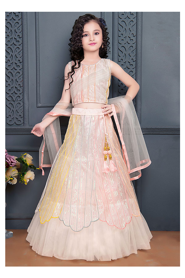 Party Wear Pink Small Girls Indian Lehenga Designs, Size: 18-28 at Rs  1690/piece in New Delhi