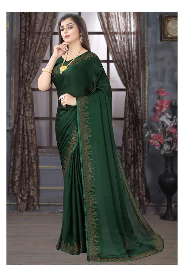 Multicolor Party Wear Plain Satin Saree, With Blouse Pcs, 6.3 m (with blouse  piece) at Rs 580/piece in Surat