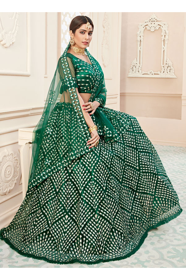 Buy trending green colour designer heavy lehenga choli for function or  weddings | keerramnx