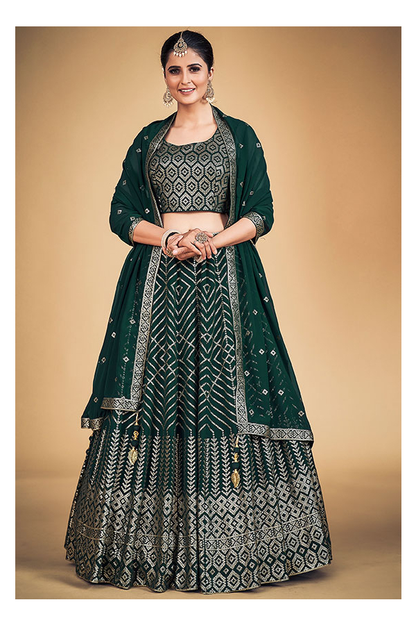 Buy Embroidered Green Art Silk Lehenga Choli (NWG-1386) Online