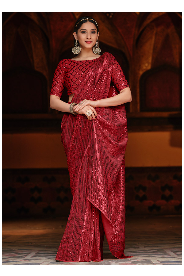 Royal Red Color Saree With Copper Zari Weaving Banarasi Beautiful Zari –  garment villa