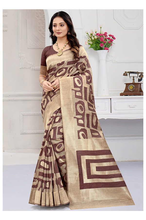 Buy Satrani Coffee Brown Woven Saree With Unstitched Blouse for Women  Online @ Tata CLiQ