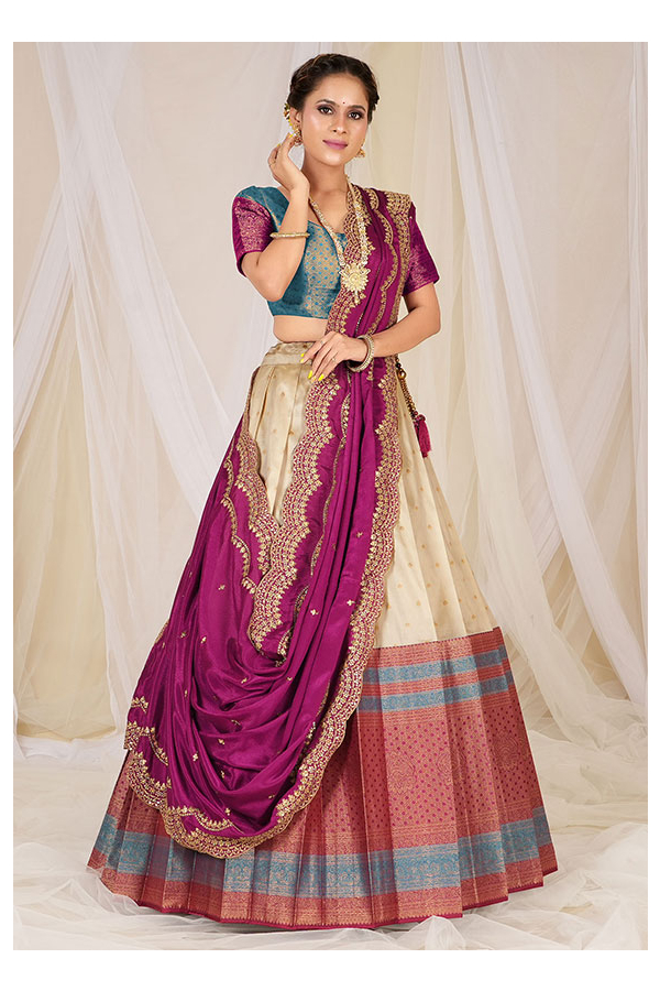 Purple Sequined Georgette Lehenga Choli With Dupatta 2509LG02