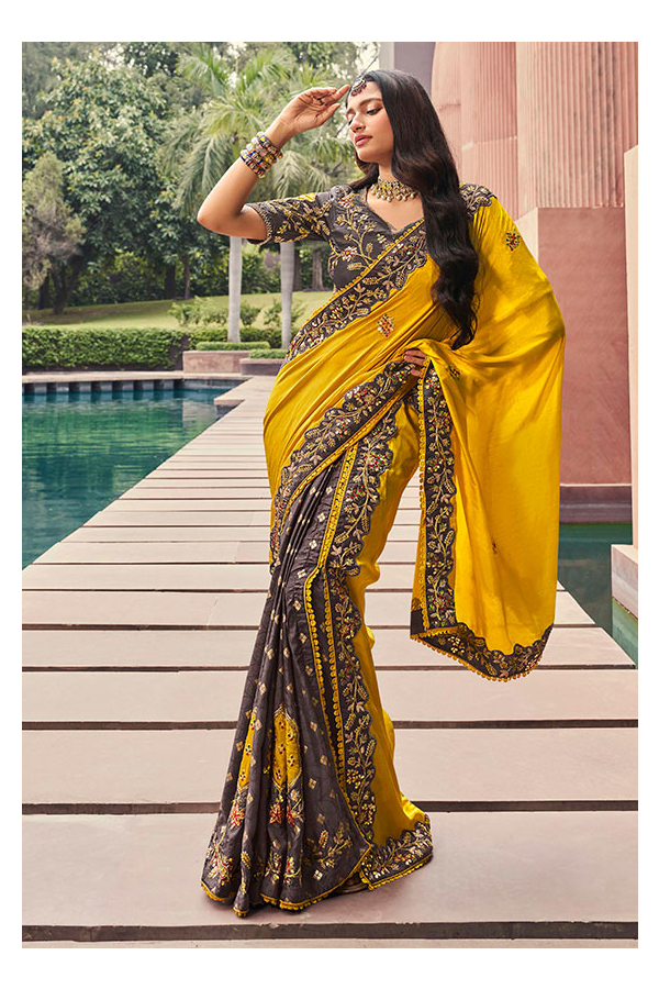 Mustard Saree - Buy Stunning Mustard Colour Sarees Online – Koskii