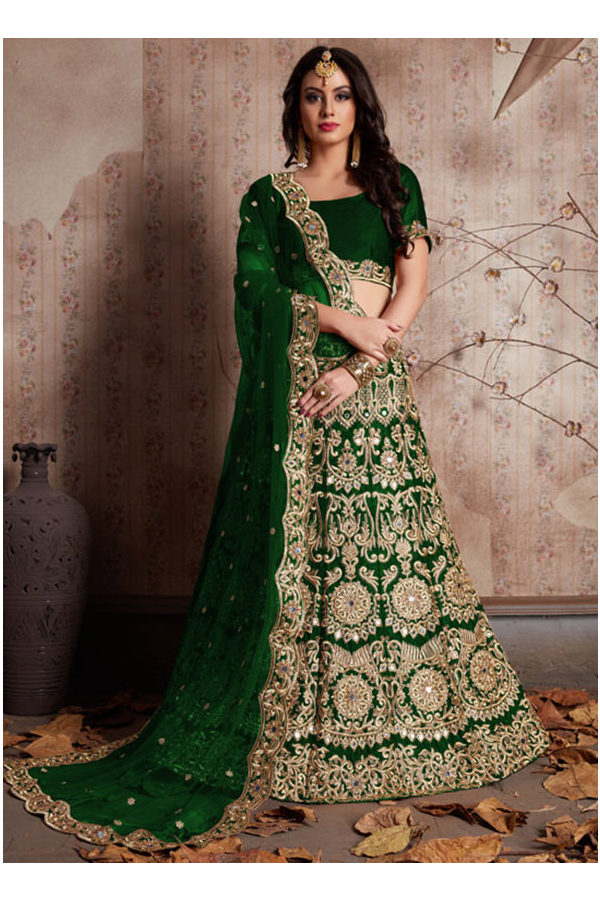 Green Colour Designer Heavy Embroidered Lehenga Choli | Bridal lehenga  collection, Lehenga collection, Designer bridal lehenga