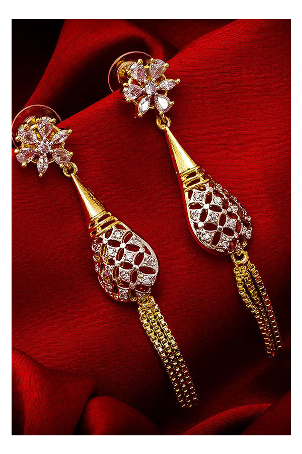 Dangling American Diamond Earring by Niscka - American Diamond Jhumkas-sonxechinhhang.vn