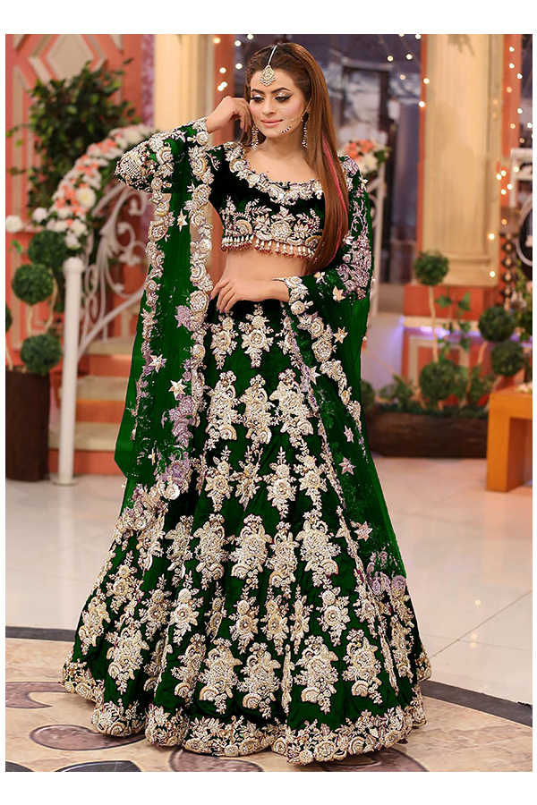 Fine Resham Velvet Lehenga Choli -