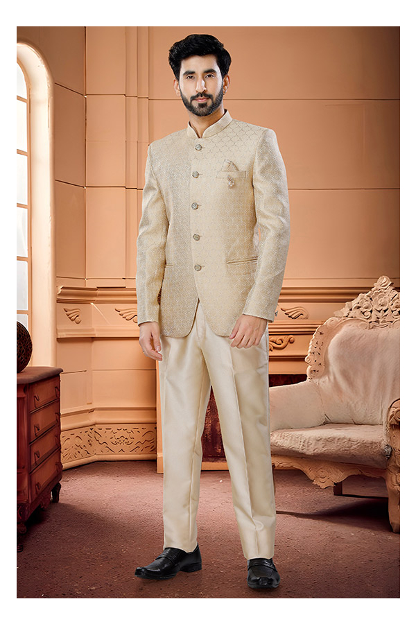 Wedding Wear Embroidered Men Golden Jodhpuri 2 Piece Suit at Rs 2050 in New  Delhi
