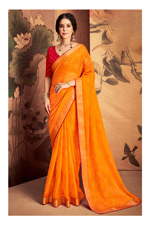 Buy online Women's Bandhani Yellow Colored Saree With Blouse from ethnic  wear for Women by Chhabra555 for ₹1769 at 66% off | 2024 Limeroad.com