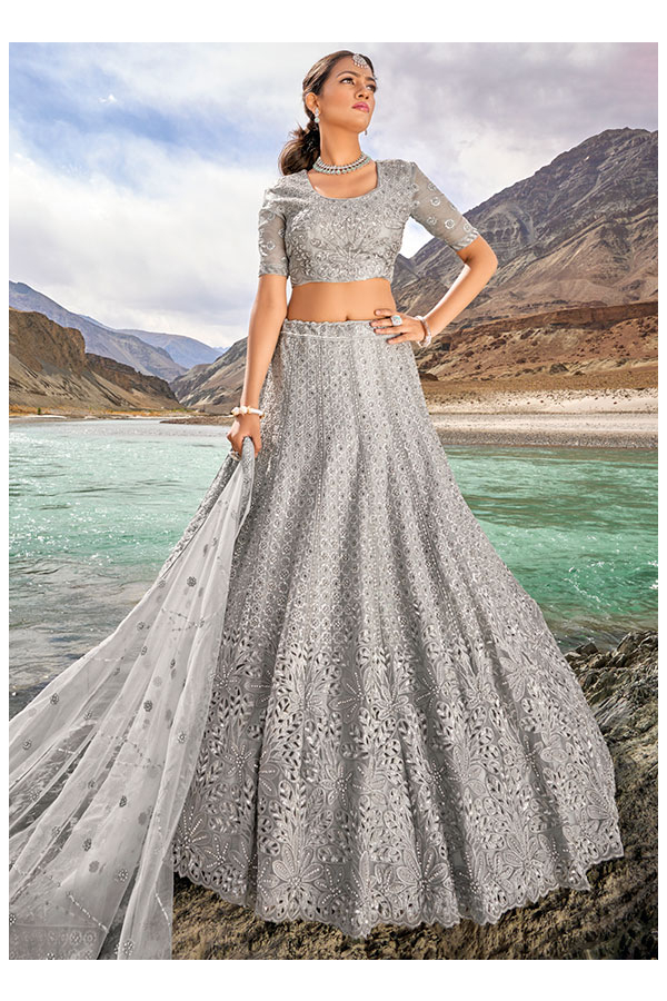 Navy Blue Organza Lehenga Set - Buy Designer Lehenga for Women Online in  India - Idaho Clothing
