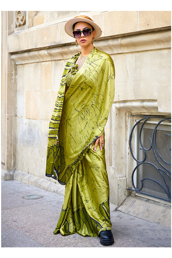 Lime green cotton sari paired with a multicolor patterned blouse. |  Kalamkari blouse designs, Designer saree blouse patterns, Kalamkari blouse