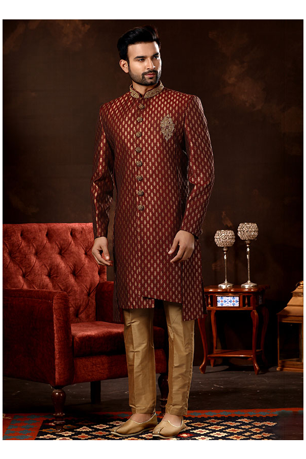 Burgundy sherwani 2025