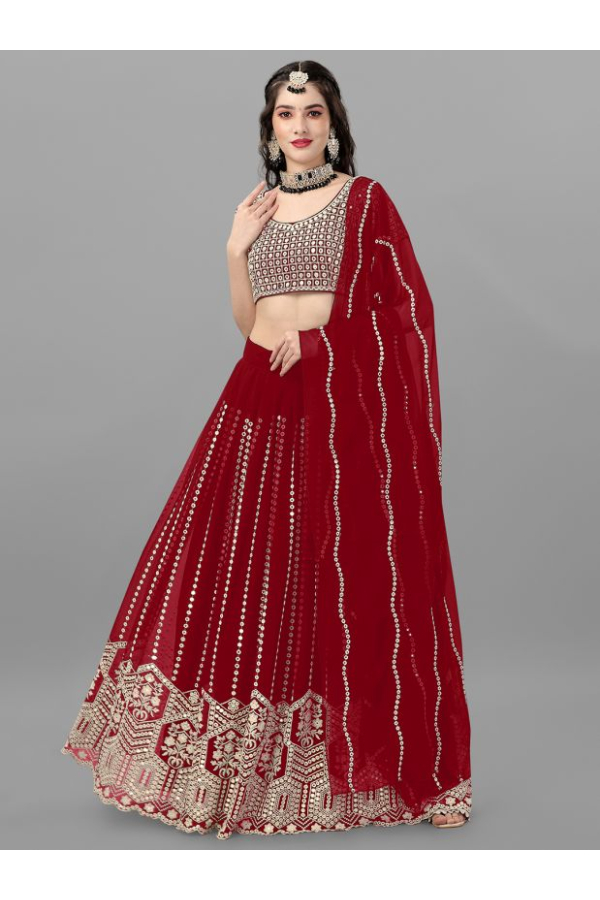 Stunning Georgette Fabric Maroon Lehenga Choli SYD56854 – ShreeFashionWear